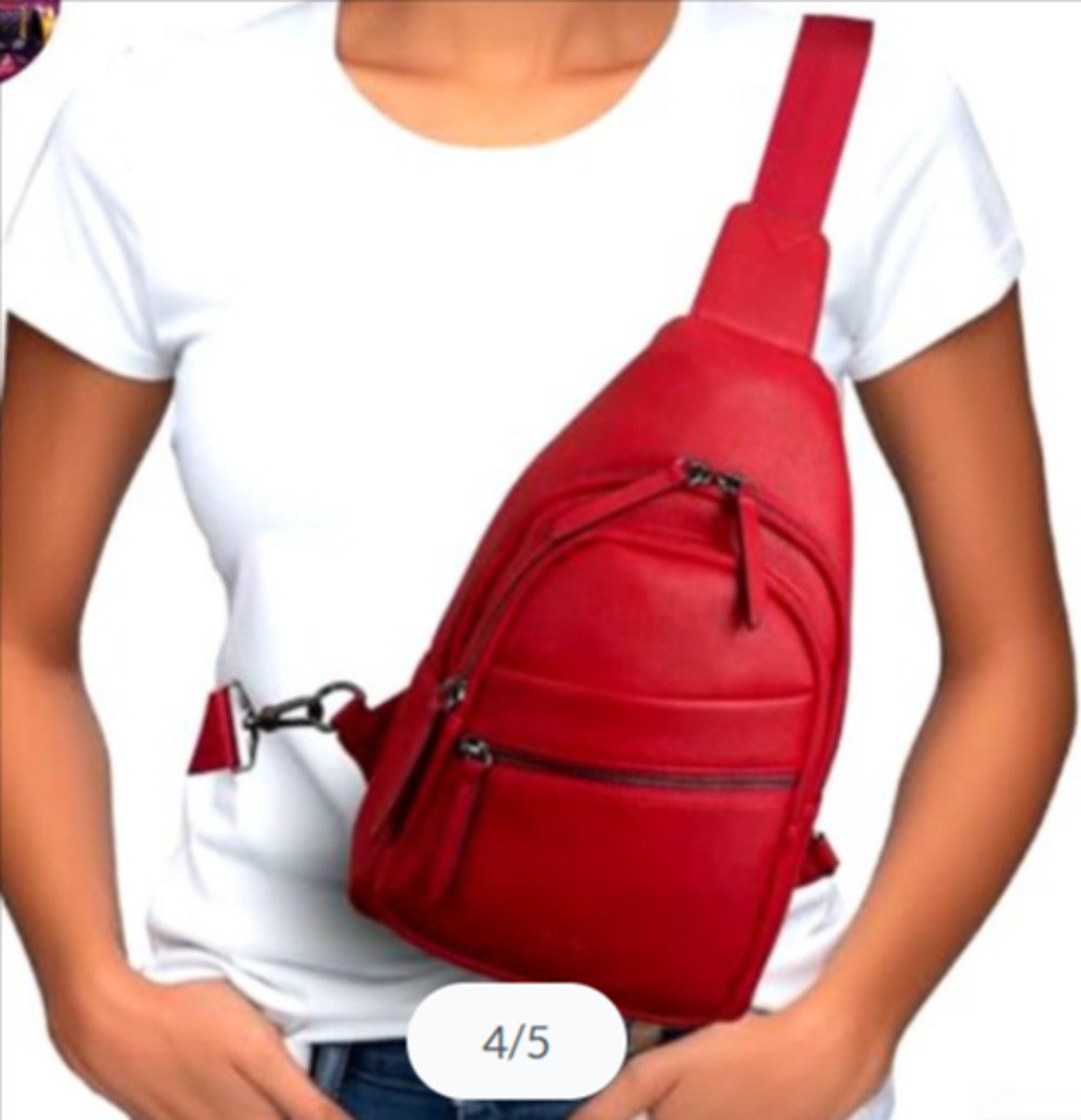 Alldaily Red Faux Leather Crossbody Sling Bag Women's Multi-Zip Chest Backpack